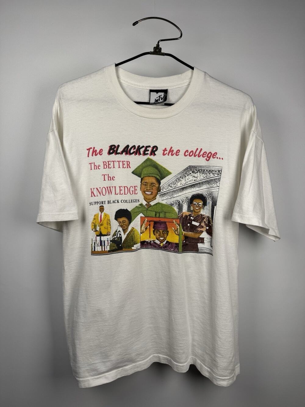 Vintage 1991 MTV The Blacker The College The Better The Knowledge RARE XL 24x28